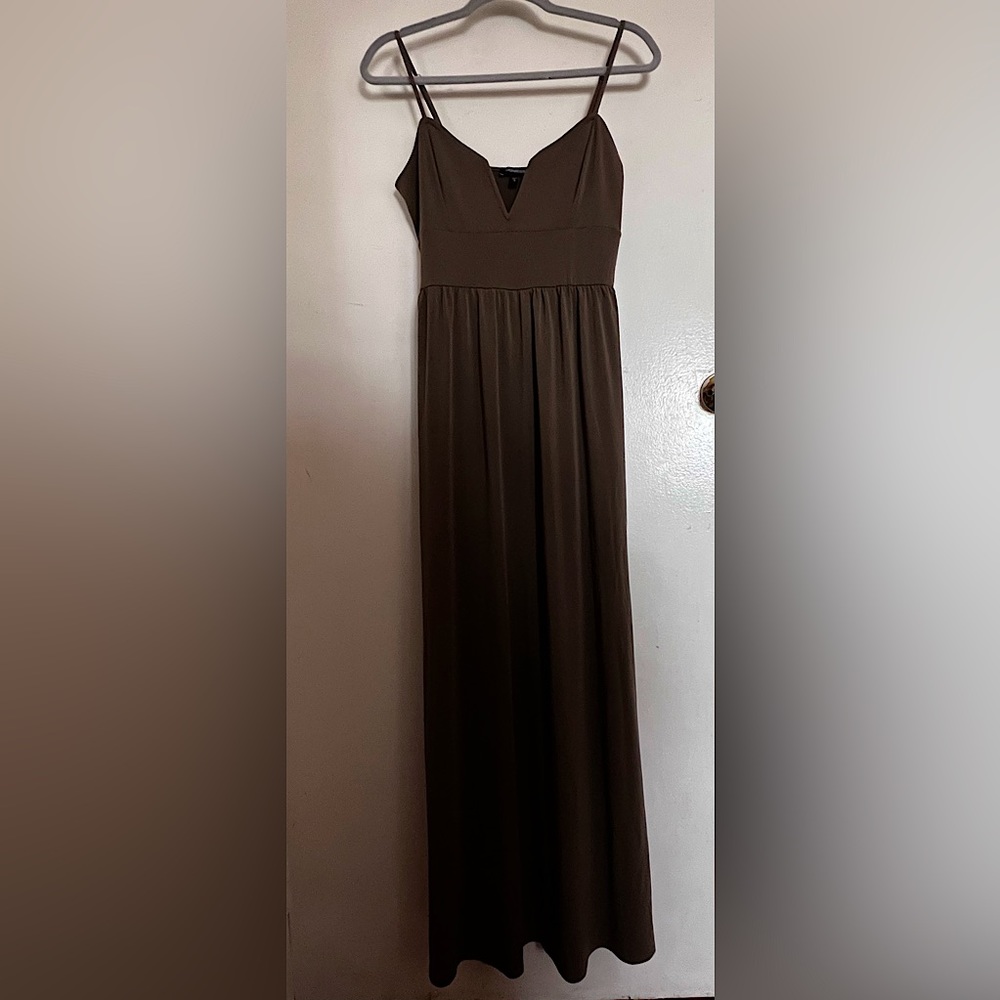 Express olive green maxi dress with slit